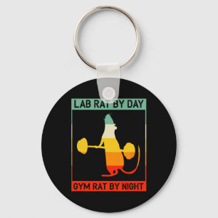 Retro Bodybuilding Labrat Overdag Gymrat 's Nachts Sleutelhanger