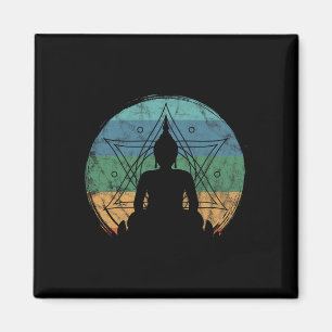 Retro Boeddha Boeddhistische Yoga Spirituele Medit Magneet