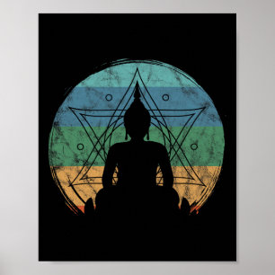 Retro Boeddha Boeddhistische Yoga Spirituele Medit Poster