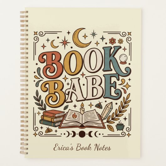 Retro Boek Babe Mystieke Hemelse Hekserige Boekach Planner (Voorkant)