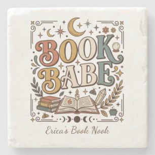 Retro Boek Babe Mystieke Hemelse Hekserige Boekach Stenen Onderzetter