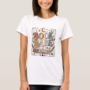 Retro Boek Babe Mystieke Hemelse Hekserige Boekach T-shirt