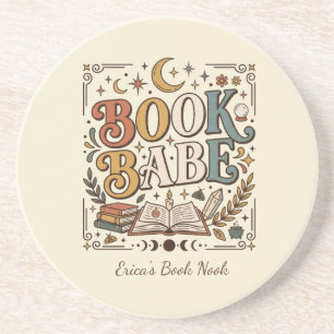 Retro Boek Babe Mystieke Hemelse Hekserige Boekach Zandsteen Onderzetter