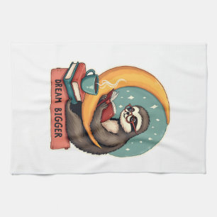Retro Boek Luiaard Lezer Liefhebber Cute Retro Des Theedoek