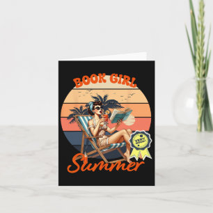 Retro Boek Meisje Tropische Zomer Bookish Stranden Kaart