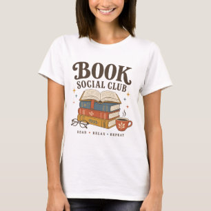 Retro Boek Sociale Club Boekliefhebber Lezer T-shirt