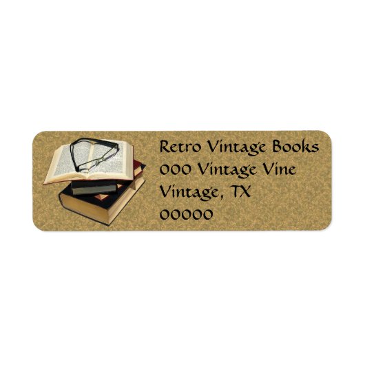 Retro Boeken Oogglazen Avery Labels (Voorkant)