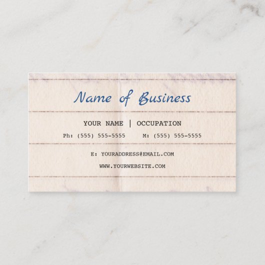 Retro-boekhoudpapier gemengde Wiskunde Visitekaartje (Achterkant)