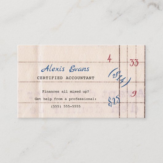 Retro-boekhoudpapier gemengde Wiskunde Visitekaartje (Voorkant)