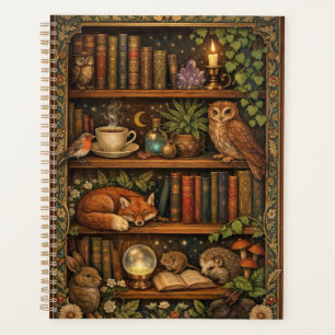 Retro boekliefhebber bosdieren planner