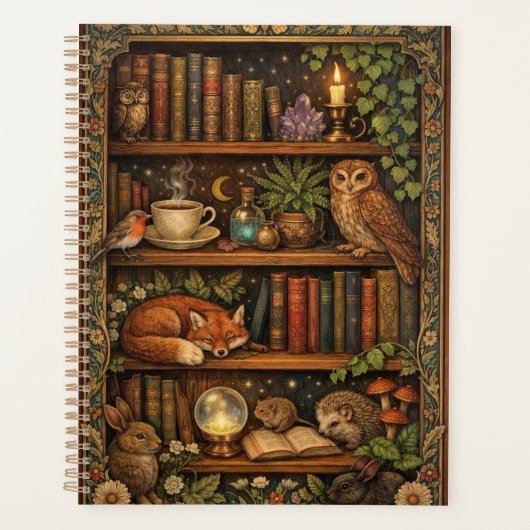 Retro boekliefhebber bosdieren planner (Voorkant)