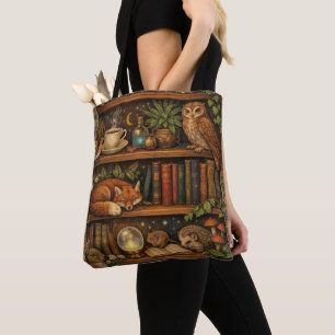 Retro boekliefhebber bosdieren tote bag