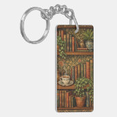 Retro boekliefhebber kunst sleutelhanger (Voorkant Links)