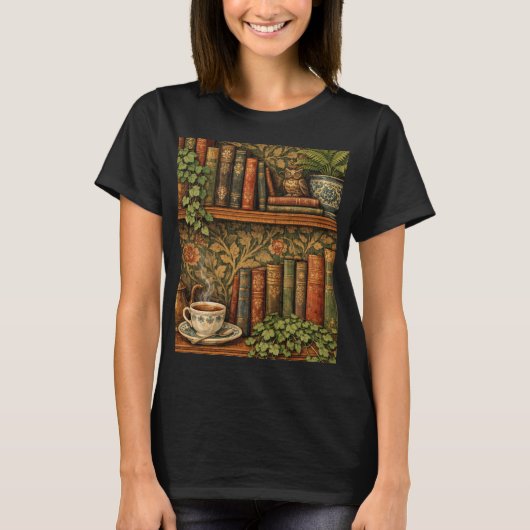 Retro boekliefhebber kunst t-shirt (Voorkant)