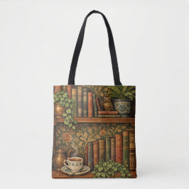 Retro boekliefhebber kunst tote bag