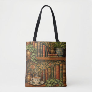 Retro boekliefhebber kunst tote bag