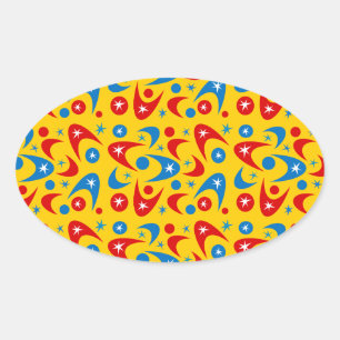 Retro Boemerangs Ovale Sticker