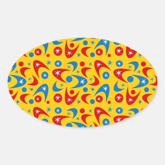 Retro Boemerangs Ovale Sticker (Voorkant)