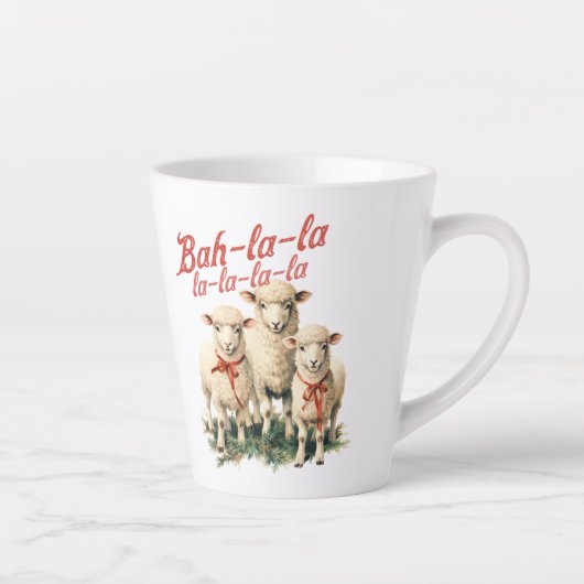 Retro boerderij bah la la drie schapen Kerstmis Latte Mok (Rechts)