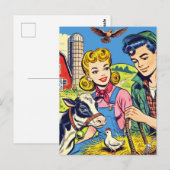 Retro Boerderij Comics Briefkaart (Voorkant / Achterkant)
