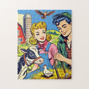 Retro Boerderij Comics Legpuzzel