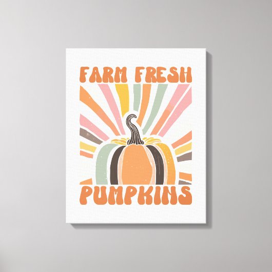 Retro Boerderij Fresh Pumpkins Canvas Afdruk (Voorkant)