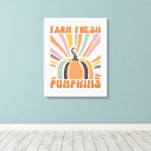 Retro Boerderij Fresh Pumpkins Canvas Afdruk (Insitu (Houten vloer))