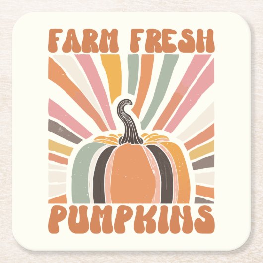 Retro Boerderij Fresh Pumpkins Kartonnen Onderzetters (Voorkant)