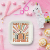 Retro Boerderij Fresh Pumpkins Papieren Bordje (Feest)