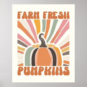 Retro Boerderij Fresh Pumpkins Poster
