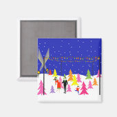 Retro Boerderij kerstboom Magnet (Voorkant / Achterkant)