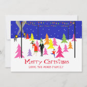 Retro Boerderij met kerstbomen Feestdagenkaart (Voorkant)