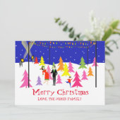 Retro Boerderij met kerstbomen Feestdagenkaart (Staand voorkant)