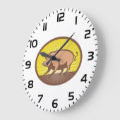 Retro Boerderij Pig met Sunburst Grote Klok (Hoek)