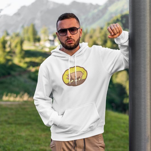 Retro Boerderij Pig met Sunburst Hoodie