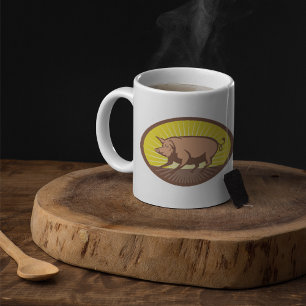 Retro Boerderij Pig met Sunburst Koffiemok