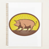 Retro Boerderij Pig met Sunburst Planner (Voorkant)