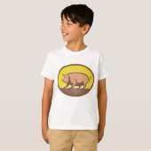 Retro Boerderij Pig met Sunburst T-shirt (Voorkant volledig)