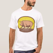 Retro Boerderij Pig met Sunburst T-shirt (Voorkant)