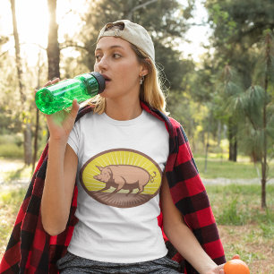 Retro Boerderij Pig met Sunburst T-shirt