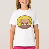 Retro Boerderij Pig met Sunburst T-shirt (Voorkant)