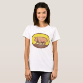Retro Boerderij Pig met Sunburst T-shirt (Voorkant volledig)