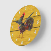 Retro Boerderij Rooster op Wood Art Kitchen Ronde Klok (Hoek)