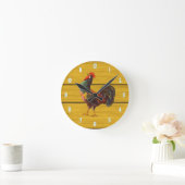 Retro Boerderij Rooster op Wood Art Kitchen Ronde Klok (Huis)