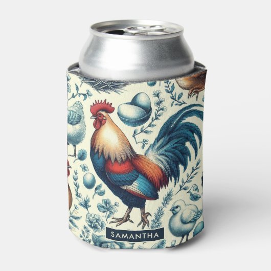 Retro Boerderij Roosterpatroon Blikjeskoeler (Blikje Voorkant)