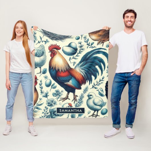 Retro Boerderij Roosterpatroon Fleece Deken (In situ)