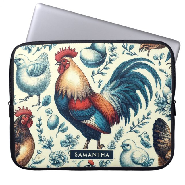 Retro Boerderij Roosterpatroon Laptop Sleeve (Voorkant)
