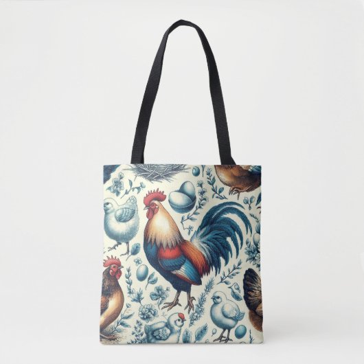 Retro Boerderij Roosterpatroon Tote Bag (Voorkant)