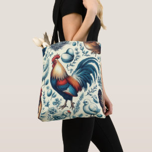 Retro Boerderij Roosterpatroon Tote Bag