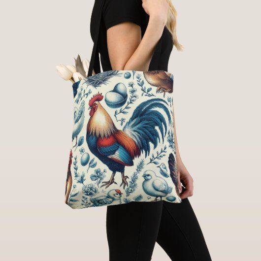 Retro Boerderij Roosterpatroon Tote Bag (Dichtbij)
